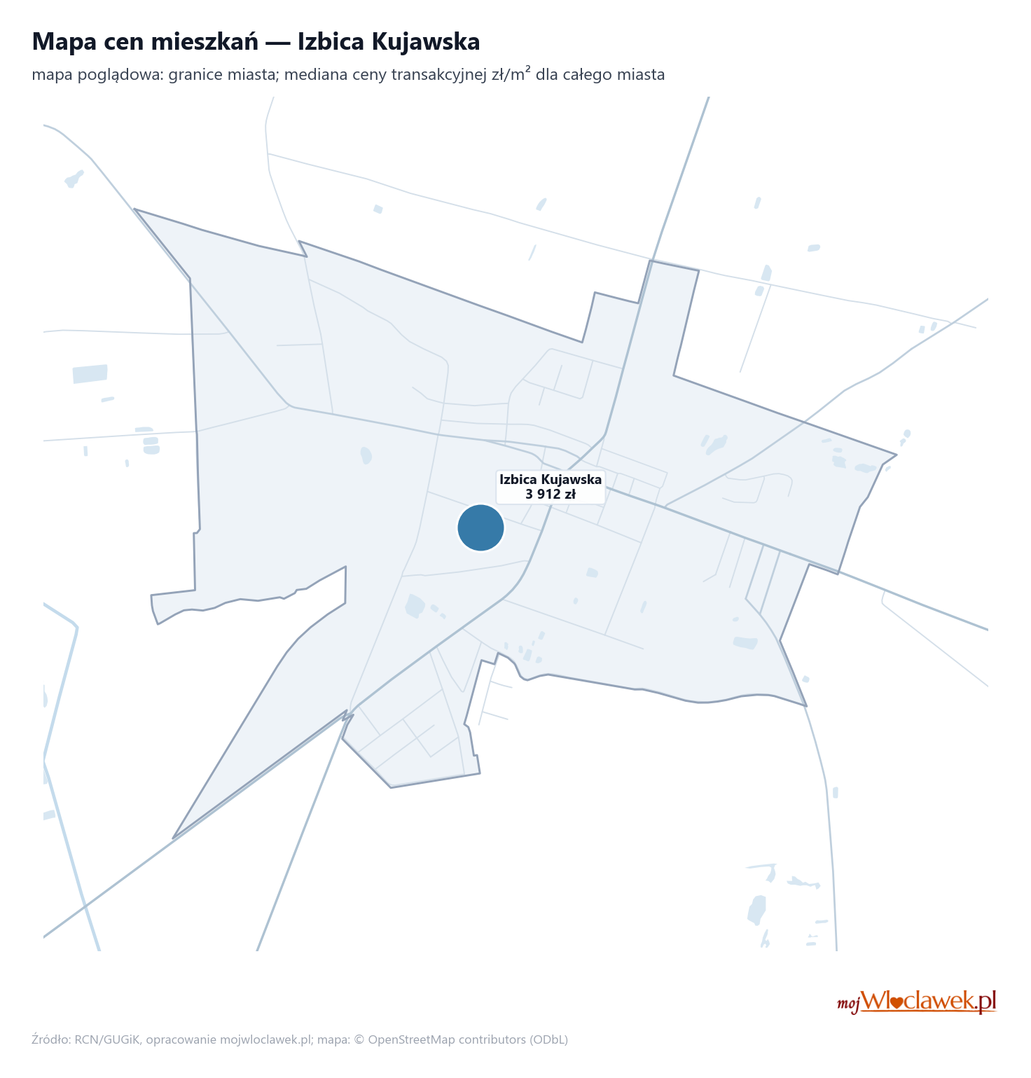 Mapa cen mieszkań - Izbica Kujawska