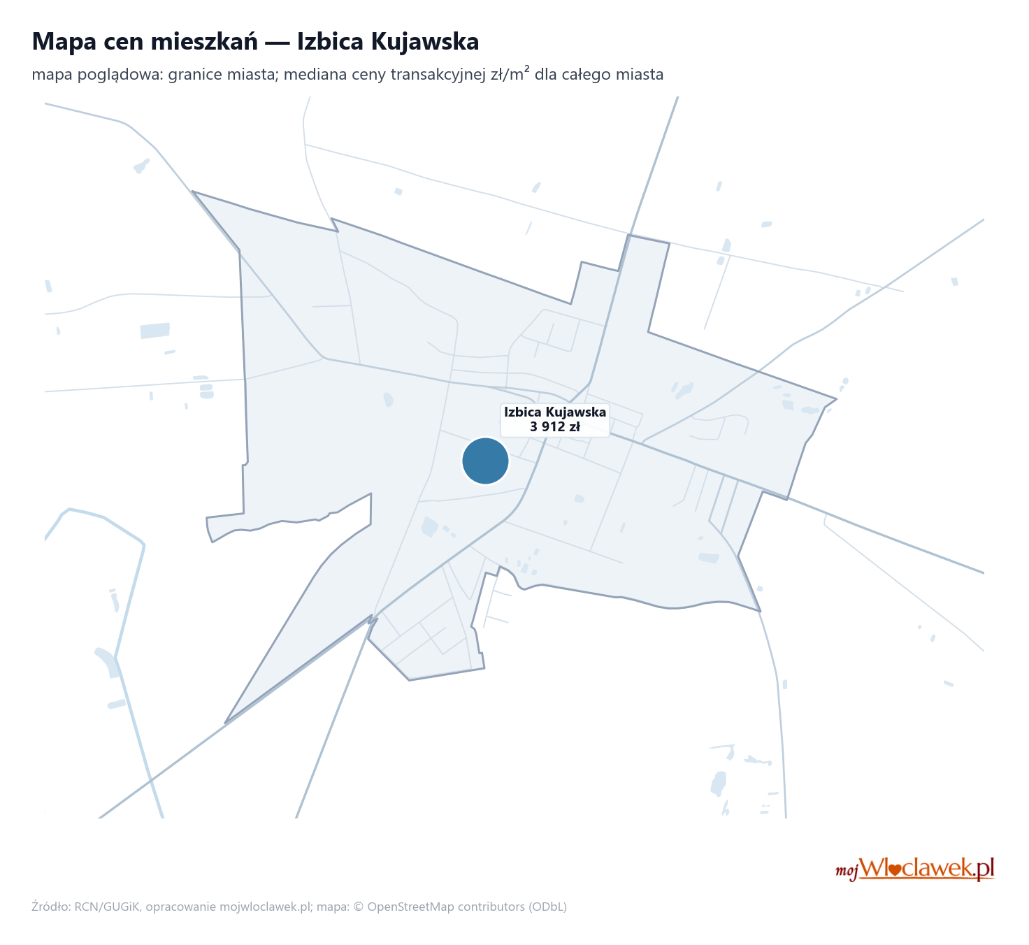 Mapa cen mieszkań - Izbica Kujawska
