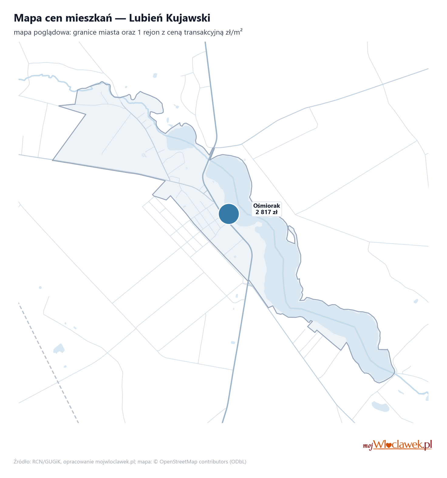 Mapa cen mieszkań - Lubień Kujawski