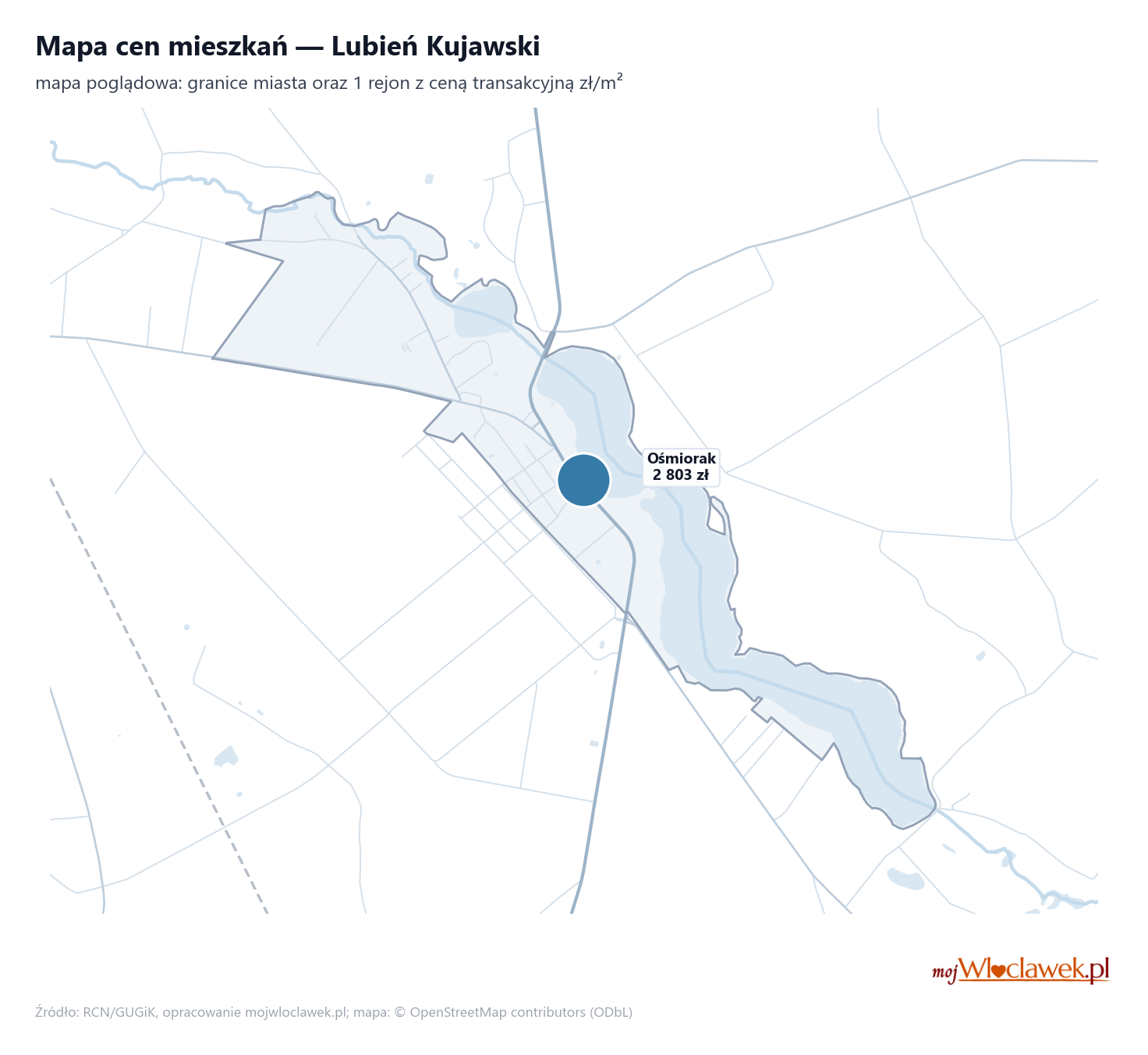 Mapa cen mieszkań - Lubień Kujawski