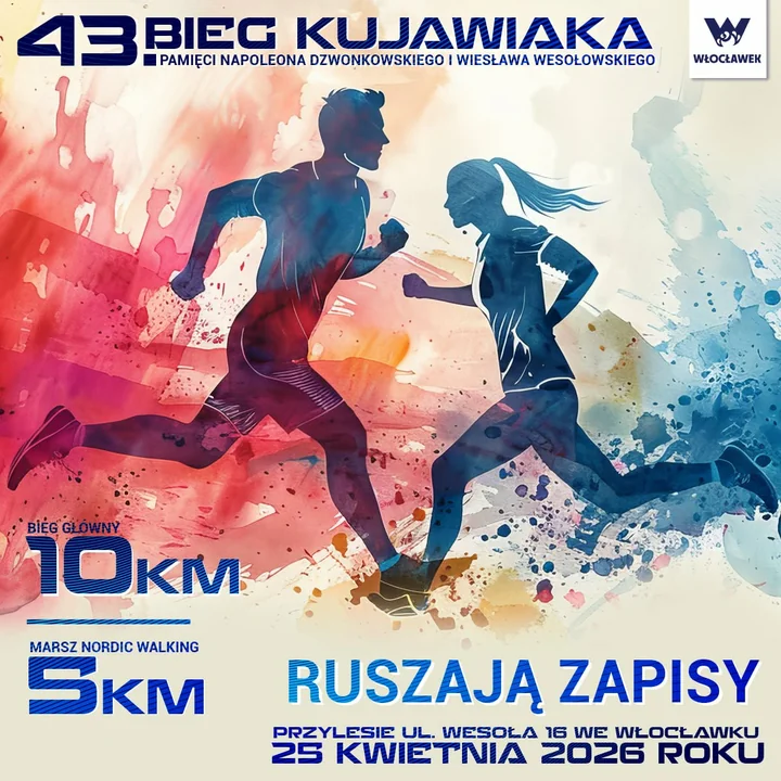 Obraz do artykułu: 43. Bieg Kujawiaka 2026 we Włocławku – bieg 10 km i nordic walking 5 km