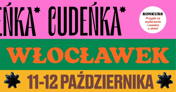 Obrazek przedstawia grafikę promocyjną wydarzenia Festiwal rękodzieła z wystawcami i dodatkowymi targami we Włocławku