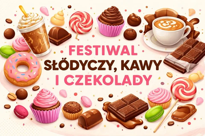 Grafika promocyjna wydarzenia Festiwal Słodkości – Festiwal słodyczy, kawy i czekolady we Włocławku