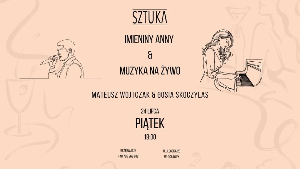 Grafika promocyjna wydarzenia IMIENINY ANNY - MUZYKA NA ŻYWO we Włocławku
