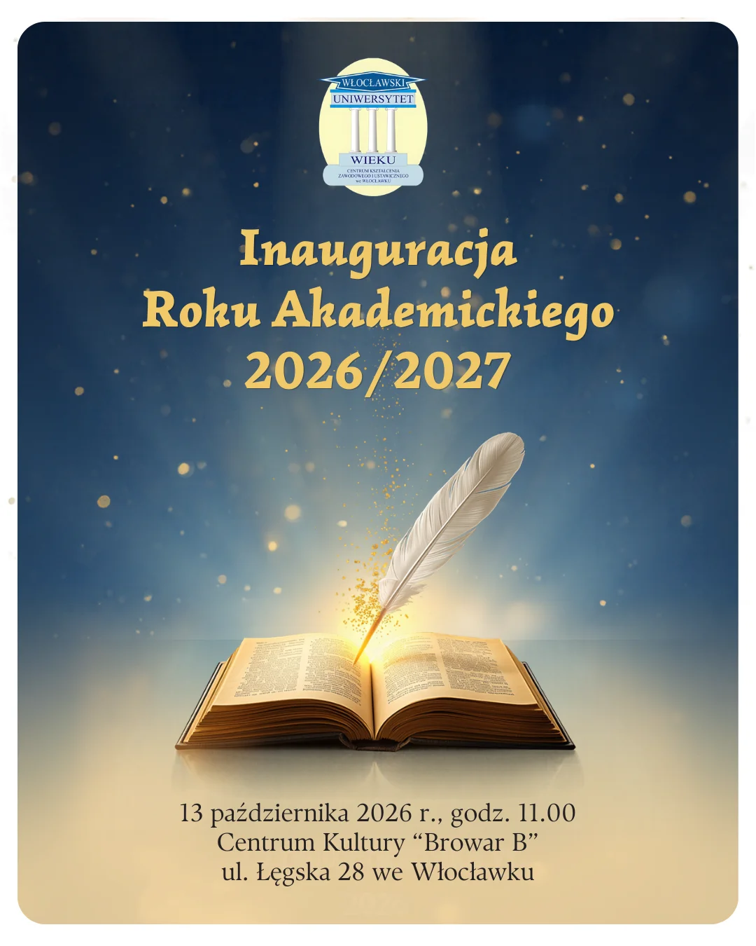 Grafika promocyjna wydarzenia Inauguracja roku akademickiego Włocławskiego UTW 2026/2027