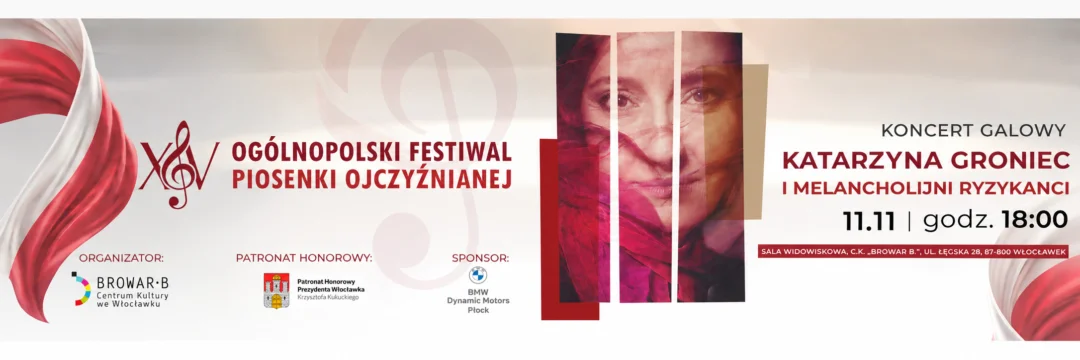 Grafika promocyjna wydarzenia Katarzyna Groniec i Melancholijni Ryzykanci – Koncert galowy XV Ogólnopolskiego Festiwalu Piosenki Ojczyźnianej