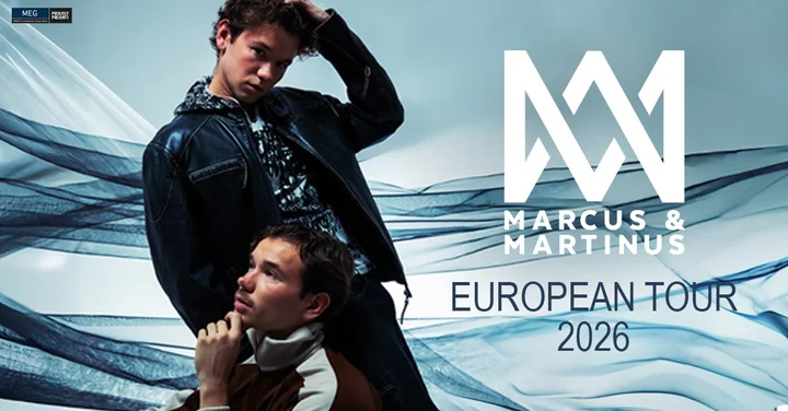 Obrazek przedstawia grafikę promocyjną wydarzenia Koncert duetu Marcus & Martinus w Warszawie — 14 lutego 2026