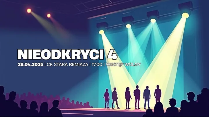 Grafika promocyjna wydarzenia NIEODKRYCI vol. 2 w Starej Remizie — koncert uczniów Studio Piosenki Metro Włocławek