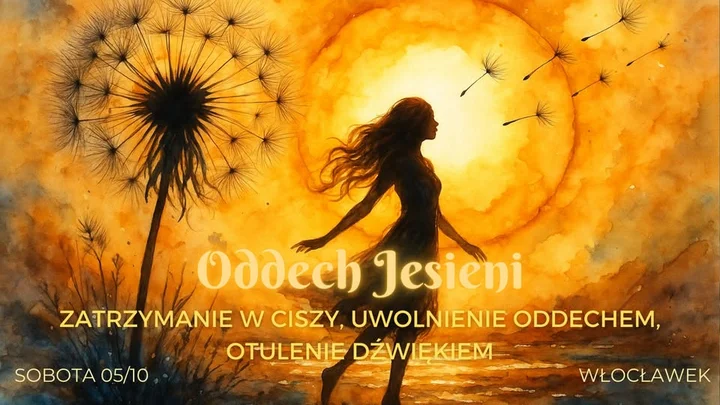 Obrazek przedstawia grafikę promocyjną wydarzenia Warsztat oddechowy i relaksacyjny we Włocławku