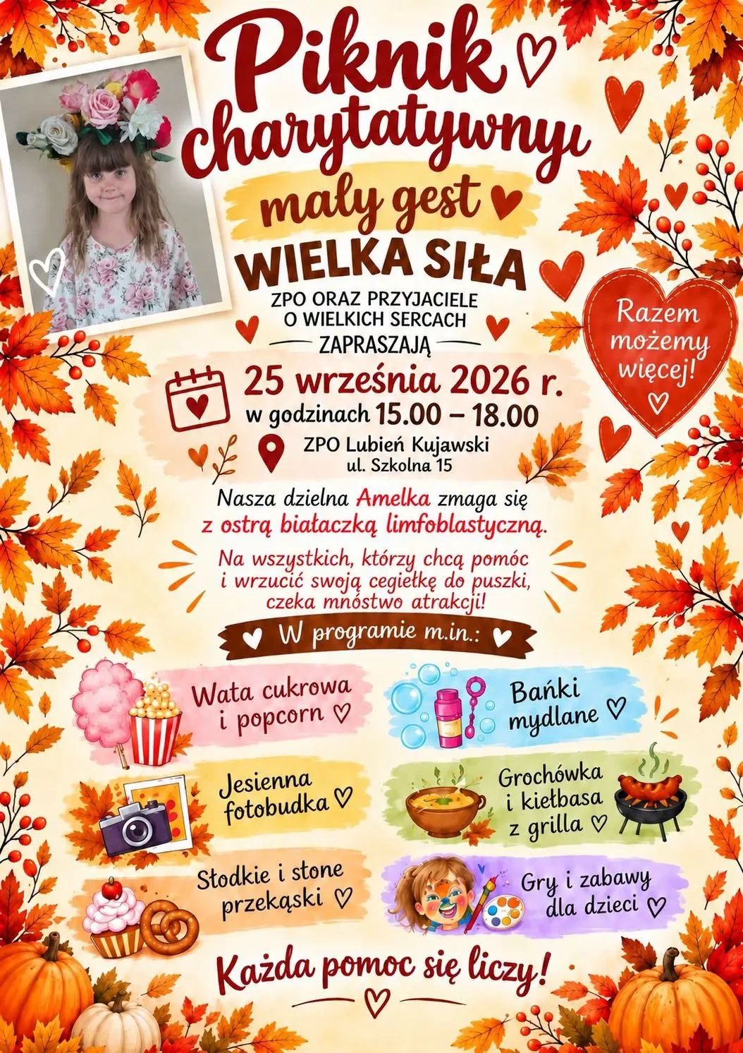 Grafika promocyjna wydarzenia Piknik charytatywny dla Amelki