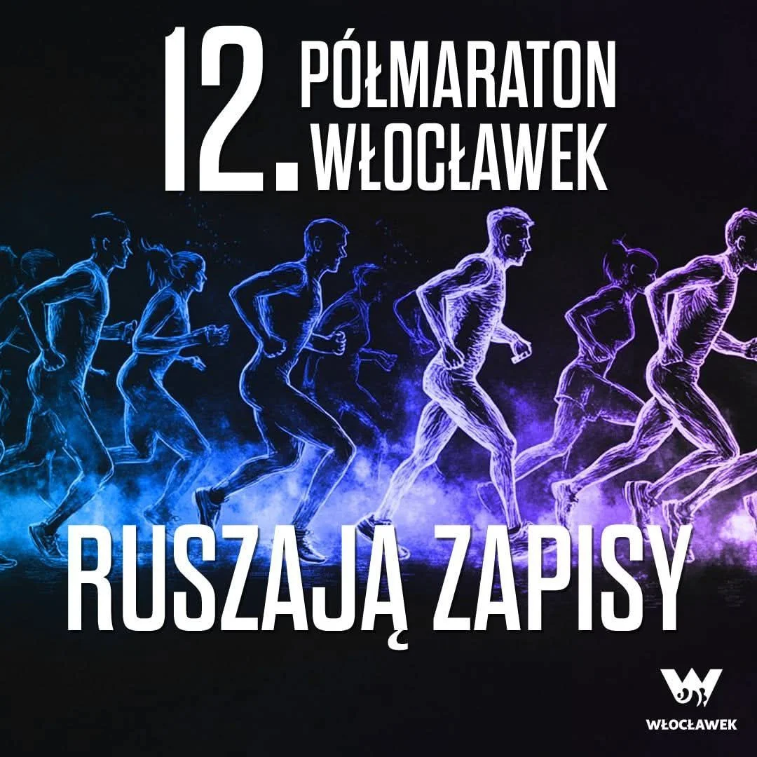 Grafika promocyjna wydarzenia Półmaraton we Włocławku – bieg na 21 kilometrów