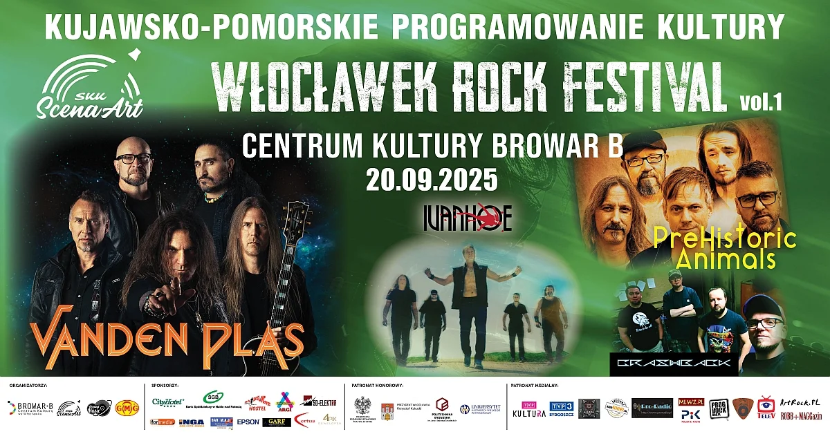 Grafika promocyjna wydarzenia Rockowe brzmienia w Browarze B – wydarzenie muzyczne we Włocławku