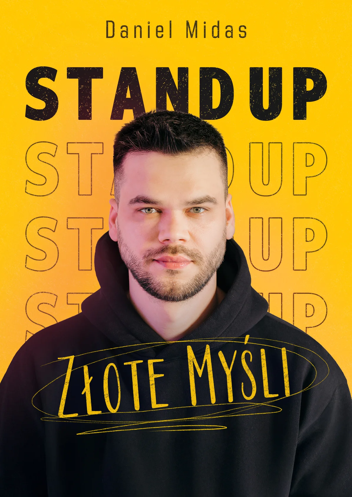 Grafika promocyjna wydarzenia Stand-up Daniela Midasa w Centrum Kultury "Browar B." we Włocławku