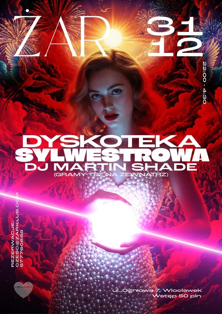 Grafika promocyjna wydarzenia SYLWESTER z ŻARem Włocławek! – impreza na przełom 2025/2026