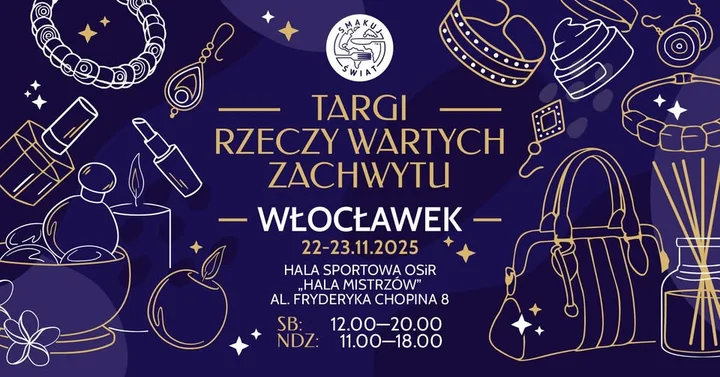 Obrazek przedstawia grafikę promocyjną wydarzenia Targi rękodzieła i unikatowych przedmiotów we Włocławku