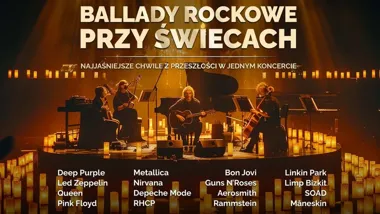 Grafika promocyjna wydarzenia Ballady Rockowe przy Świecach we Włocławku. Nastrojowy koncert w Centrum Kultury „Browar B.”