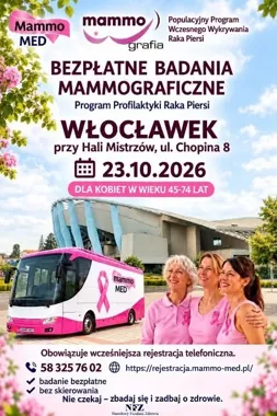 Grafika promocyjna wydarzenia Bezpłatne badania mammograficzne