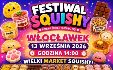 Grafika promocyjna wydarzenia FESTIWAL SQUISHY – WŁOCŁAWEK! Gniotkowe atrakcje