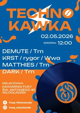 Grafika promocyjna wydarzenia Majówka z muzyką elektroniczną w FUSY we Włocławku