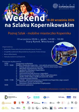 Grafika promocyjna wydarzenia Poznaj Szlak – mobilne miasteczko Kopernika