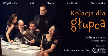 Grafika promocyjna wydarzenia Kolacja dla głupca — komedia w reżyserii Cezarego Żaka we Włocławku