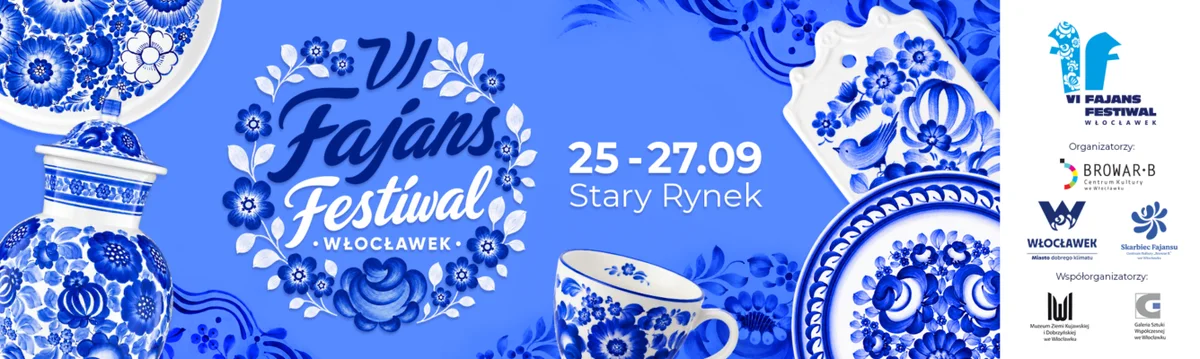 Grafika promocyjna wydarzenia Fajansowe święto wraca na włocławski Stary Rynek