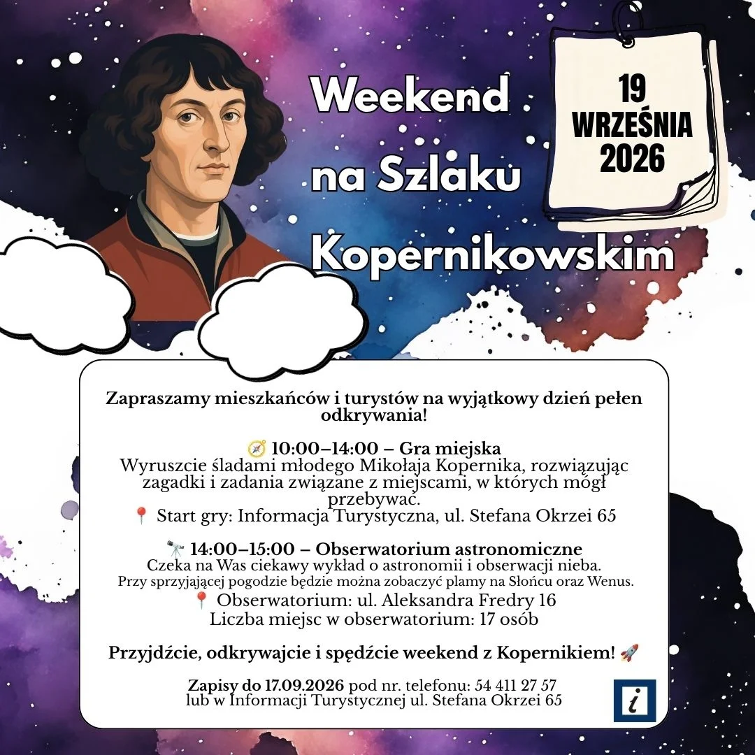 Grafika promocyjna wydarzenia Weekend na Szlaku Kopernikowskim