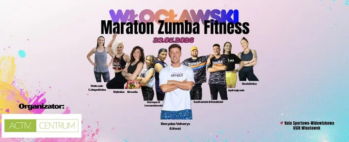 Grafika promocyjna wydarzenia Włocławski Maraton Zumba Fitness — 3 godziny tańca w Hali OSiR