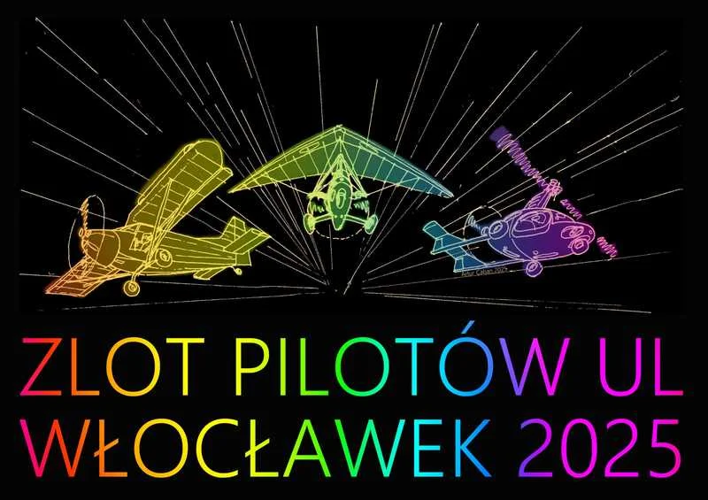 Grafika promocyjna wydarzenia Zlot pilotów ultralekkich we Włocławku-Kruszynie