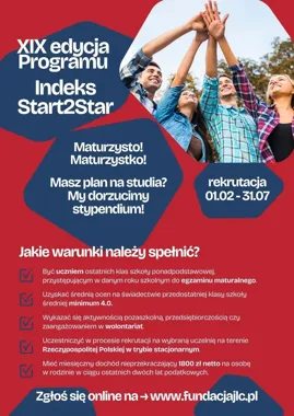 Indeks Start2Star – stypendia dla maturzystów, kto i na jakich warunkach otrzyma wsparcie