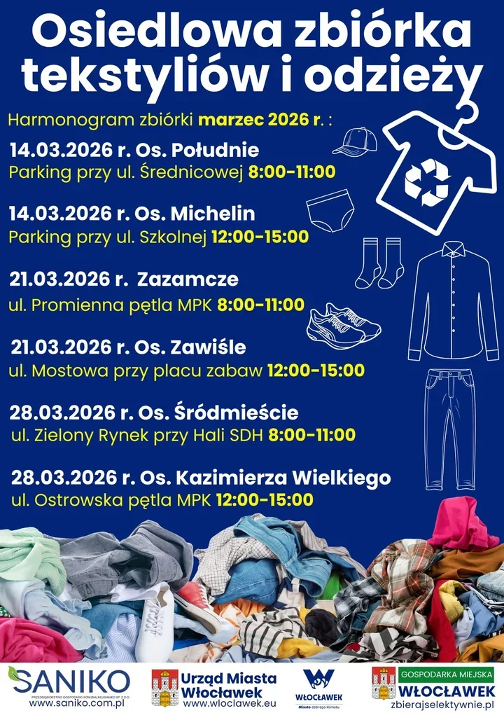 Wiosenne porządki – wracają osiedlowe zbiórki tekstyliów i odzieży we Włocławku