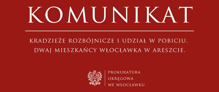 Akt oskarżenia wobec dwóch mieszkańców Włocławka. Zarzuty rozbojów i pobicia