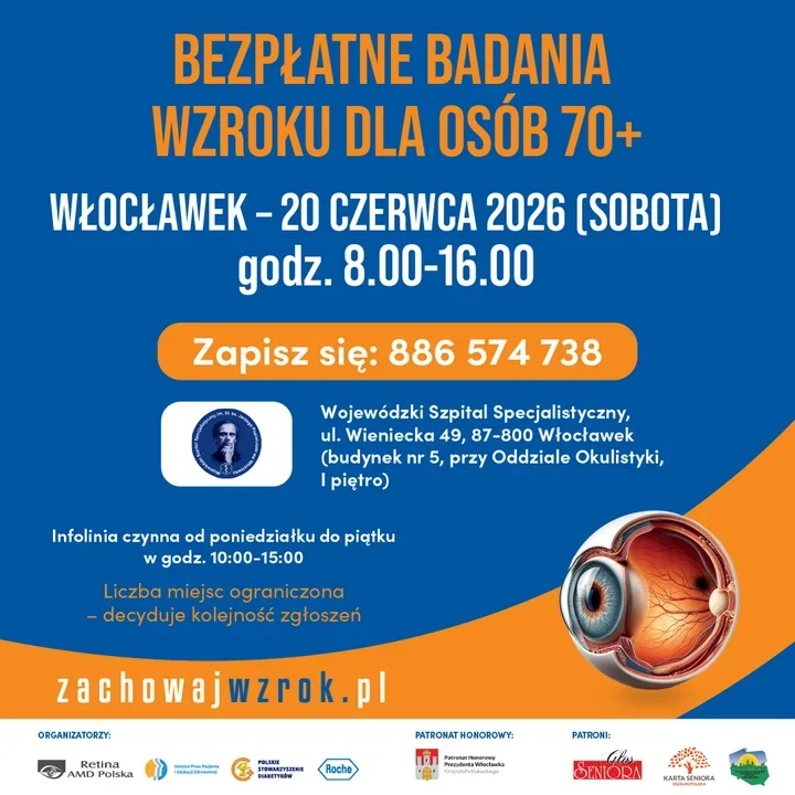 Seniorzy we Włocławku dostaną bezpłatne badania wzroku. Miejsc będzie niewiele